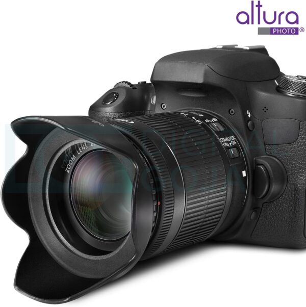 Altura Photo 58MM Tulip Flower Lens Hood for Canon EOS 77D 80D 90D Rebel T8i T7 T7i T6i T6s T6 SL2 SL3 DSLR Cameras with Canon EF-S 18-55mm f/3.5-5.6 is Lens and Select Nikon Lenses