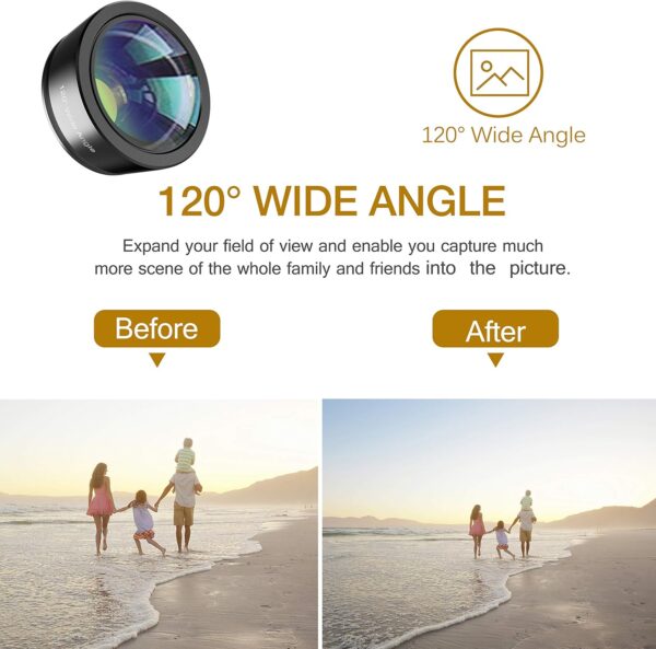 Upgraded 3 in 1 Phone Camera Lens kit-198° Fisheye Lens + Macro Lens + 120° Wide Angle Lens,Clip on Cell Phone Lens Kit Compatible with iPhone Samsung Android Smartphones