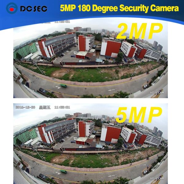 5MP 4MP 180 Degree Wide Angle Dome Security Camera HD-TVI/CVI/AHD/960H Analog 4 in 1 Super Hybrid HD CCTV Surveillance 1.7mm Fisheye Lens Outdoor/Indoor IR Day&Night Vision Home Cam