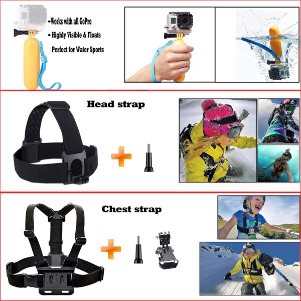 60 in 1 Camera Accessories Kit Compatible with GoPro Hero 13 12 11 10 9 8 7 6 5/Session 5/Hero 4/3+/3/2/1, Insta360, DJI Osmo Action, AKASO, APEMAN, Campark, SJCAM
