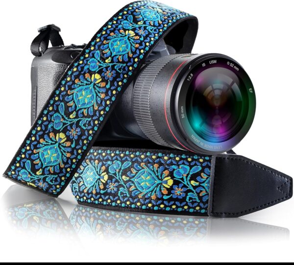 Camera Strap For Photographers Padded Universal Fit Neck Shoulder & Crossbody Strap Quick Release For DSLR/SLR/Mirrorless Canon Nikon Sony Olympus Compatible Photographer Gift for Men & Women - Blue